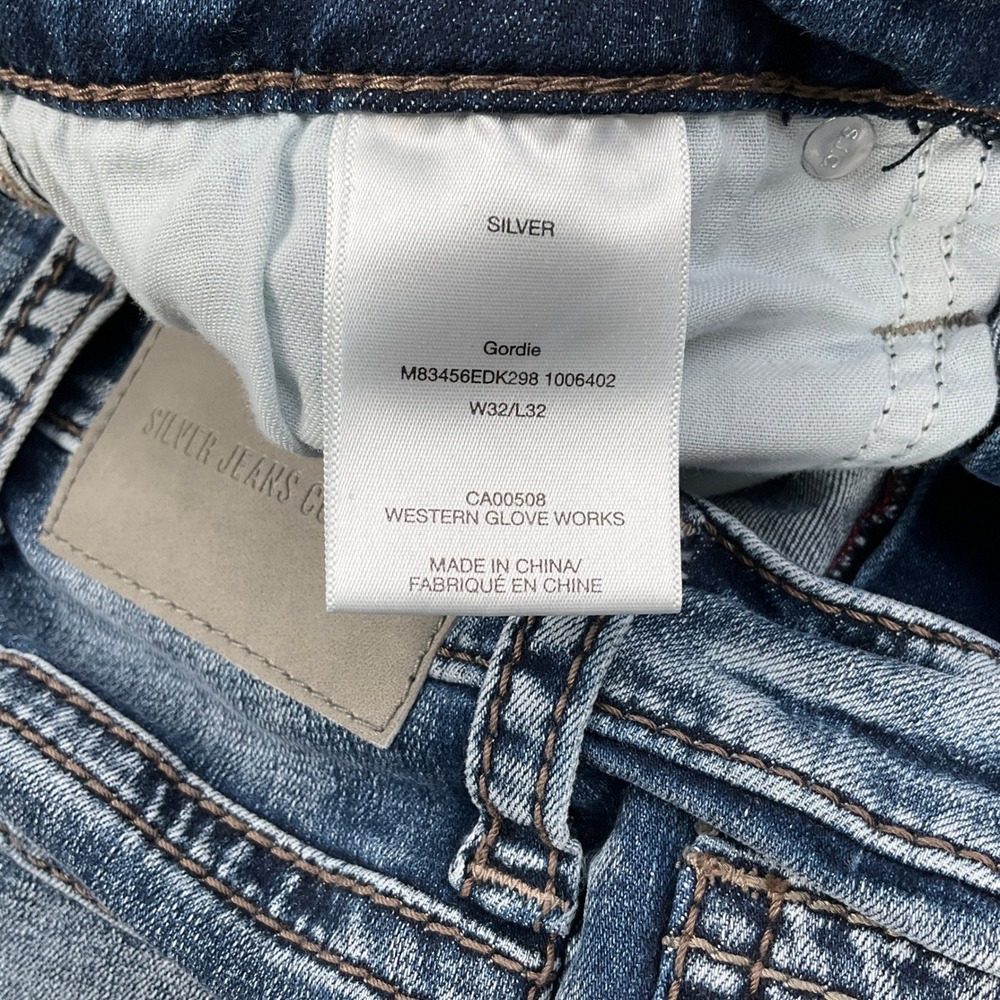 Silver Jeans Men 32W 32L Faded Blue Gordie‎ Straight Leg Western Stretch Denim - Picture 4 of 13